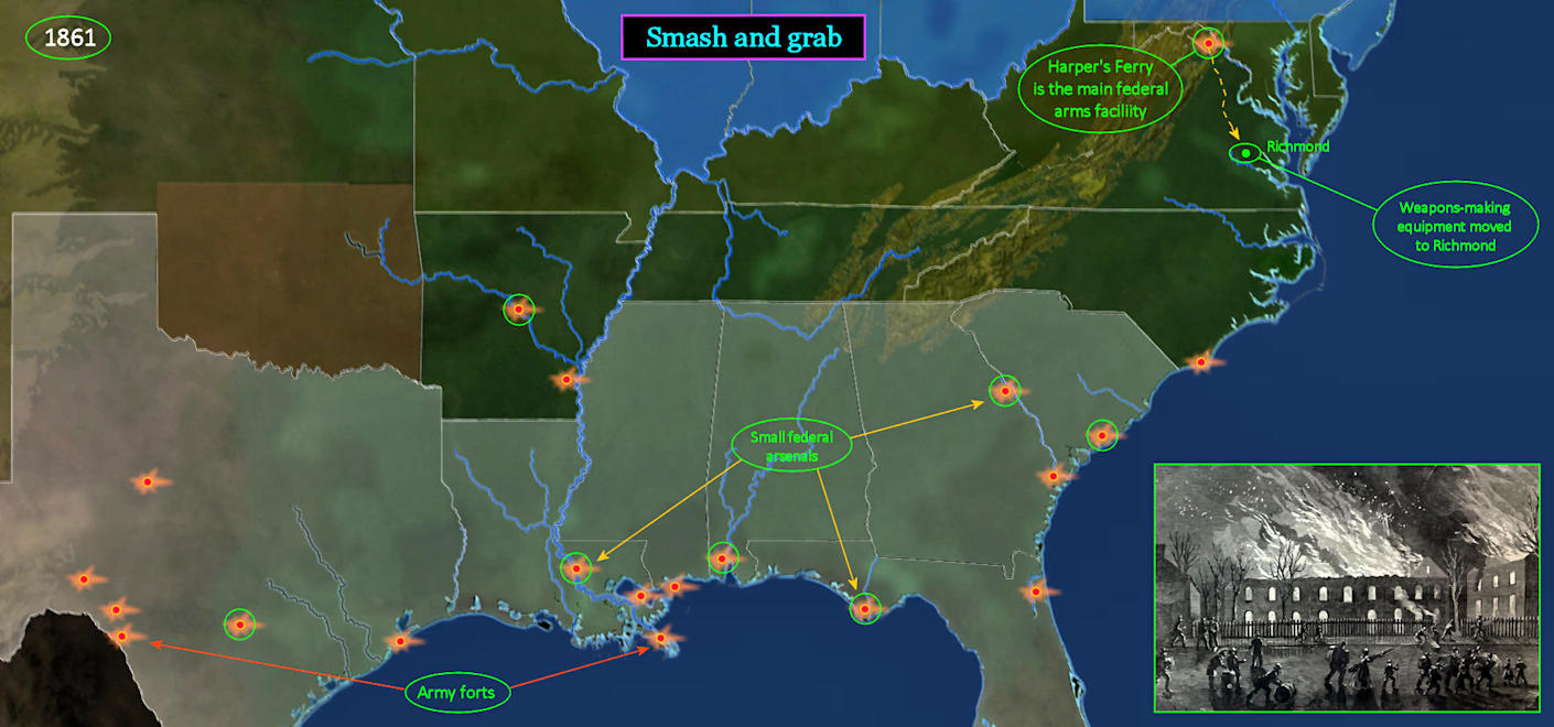 South seizes forts and arsenals, 1861